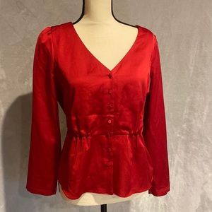 4/$44 Holiday red silky blouse